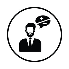 Arguments, communication, forum, opinion, speak, speech icon. Black vector design.