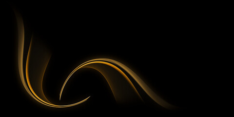 Abstract fractal waves on black background. Copy space