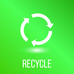 Recycle arrows sign icon on green background