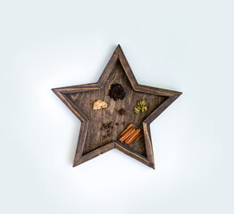 Ingredients for Indian masala tea on white background. High quality photo