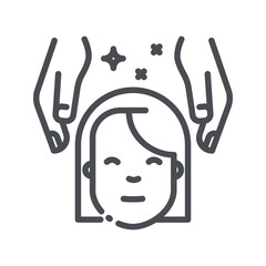 Reiki treatment line icon isolated on transparent background