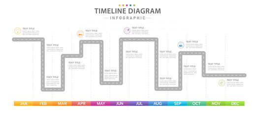 Infographic template for business. Monthly modern Timeline with roadmap table, presentation vector infographic.