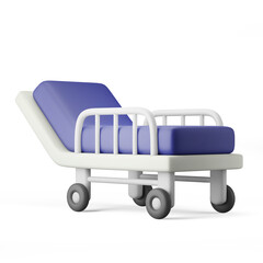 cartoon concept hospital bed intensive care unit 3d illustration rendering 3d icon blue colored isolated