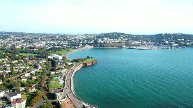 Aerial view of Torquay seafront on a sunny day