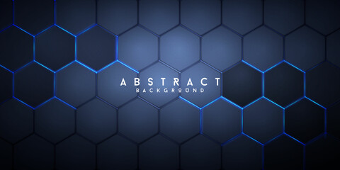 Abstract Honeycomb Style Wallpaper with neon light futuristic