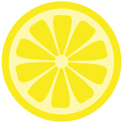 Citrus Lemon round cross section slice SVG vector graphic with yellow skin pith and segments isolated on white. Suitable for use with digital cutting software.
