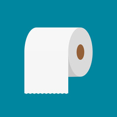 Toilet paper icon on blue background