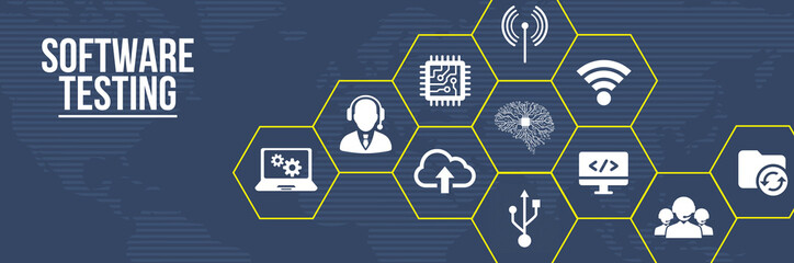 Internet, business, Technology and network concept. Inscription SOFTWARE TESTING on the virtual display. 3d illustration.