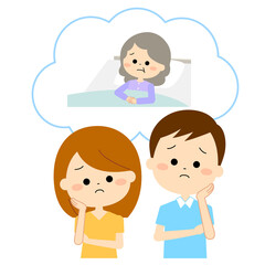 療養中の高齢の親について悩んでいる夫婦