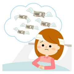 入院費用の心配をしている女性