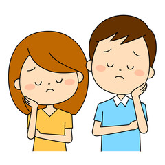 目を閉じて悩む夫婦