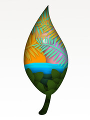 Obraz premium Forest Landscape In Leaf. Illustration Art.
