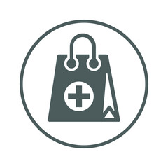 Bag, buy, medical shopping icon. gray vector design.