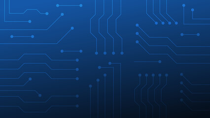 Fototapeta premium Hi-tech digital circuit board. AI pad and electrical lines connected on blue lighting background