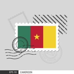Cameroon flag postage stamp. Isolated vector illustration on grey post stamp background and specify is vector eps10.
