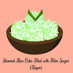 Steamed rice cake filled with palm sugar (Klepon) Indonesian Food vector design illustration 06
