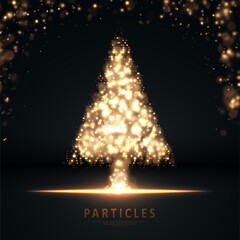 Gold glittering dust lights of Christmas tree