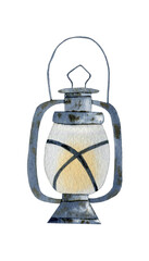 Hand-drawn tourist lamp. Watercolor illustration.
