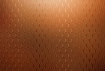 Brown smooth surface of hexagonal tiles. Abstract geometric textured background. Empty wall close up.