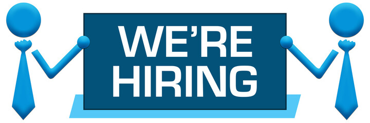 We Are Hiring Banner Symbols Left Right Blue 