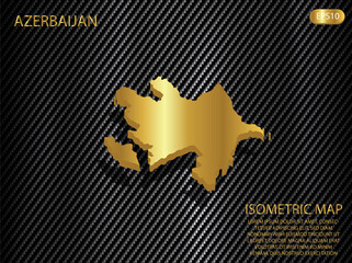 isometric map gold of Azerbaijan on carbon kevlar texture pattern tech sports innovation concept background. for website, infographic, banner vector illustration EPS10