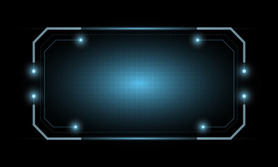 Abstract blue screen Hi-tech hologram frame technology background. Futuristic HUD technology frame background.