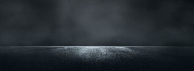 Interior texture for display products wall.	 Black empty dark scene with light and smoke.
