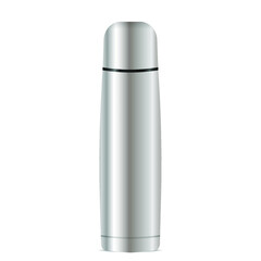 Stainless steel thermos mockup  vector 