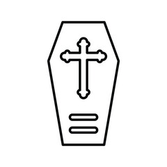 Obraz premium Coffin, dead, death, grave, Halloween, horror, scary line icon. Outline vector.