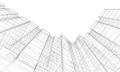 Wire-frame model of a multi-storey building