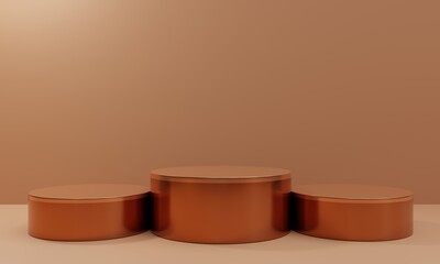 3d podium set for products display. Abstract minimal scene with geometric podium platform. Cylinder podium stand for products.