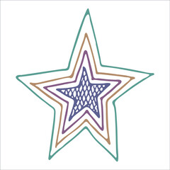 Vector hand drawn star illustration. Cute colorful doodle isolated on white background. For print, web, greeting card, design, decor.