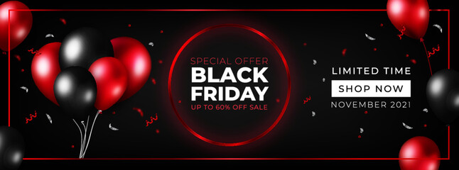 Black Friday 2021 banner with balloons  © K.Miłkowski