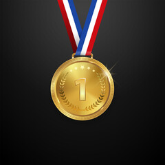 Realistic golden medal label of Success winner.