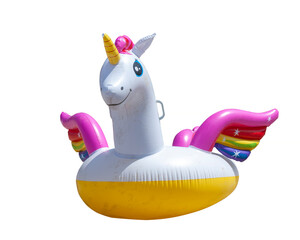 life buoy in the shape of a colorful unicorn