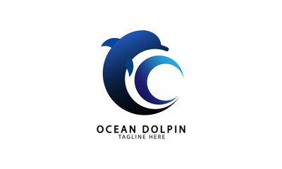 Art and Ilustration vector of the ocean dolpin logo template