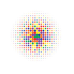 Colorful Halftone Set. Abstract Logo. Texture Dots. Dot Half. Circle Dots. Gradient Grunge. Effect Half. Round Illustration. Design Background.