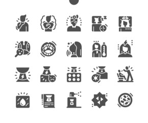Tonsillitis. Health care, medical and medicine. Temperature, compress and swollen tonsils. Conclusion of the disease. Vector Solid Icons. Simple Pictogram