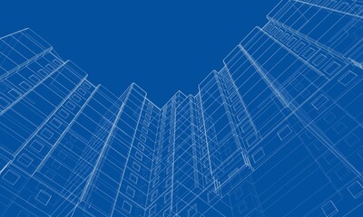 Obraz na płótnie Canvas Wire-frame model of a multi-storey building