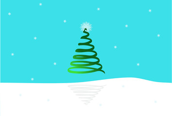 The spiral arrow shaped Christmas tree hits the target snowflake, symbolizing success, progress or achievement.  The floating tree also projects a futuristic and high-tech style.  vector.