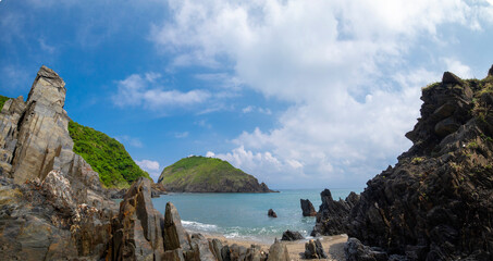 Fototapeta na wymiar Nature, rocks, blue sea, blue sky, beautiful bay