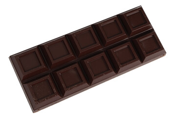 Black chocolate bars isolated on white background