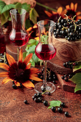 Black currant liquor and ripe juicy berries.