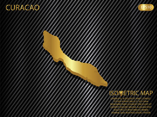 isometric map gold of Curacao on carbon kevlar texture pattern tech sports innovation concept background. for website, infographic, banner vector illustration EPS10