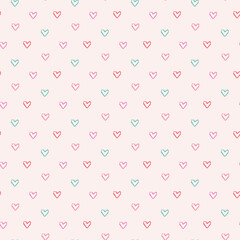 Seamless Pattern of Heart Design on Light Pink Background