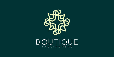 Yoga classes logo design made with leaves and flowers with simple lines boutique