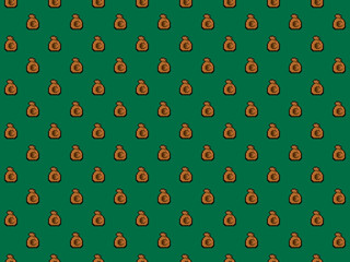 Pixel 8 bit gaming bag of money with euros background - seamless high res pattern