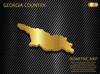 isometric map gold of Georgia country on carbon kevlar texture pattern tech sports innovation concept background. for website, infographic, banner vector illustration EPS10