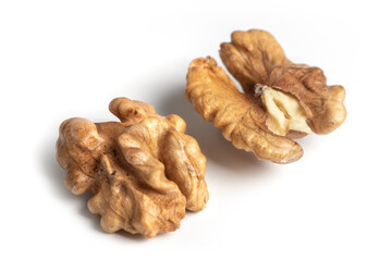 Walnut. Walnut kernel. Nut isolated on white.