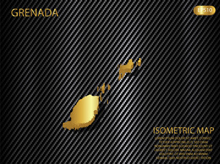 isometric map gold of Grenada on carbon kevlar texture pattern tech sports innovation concept background. for website, infographic, banner vector illustration EPS10